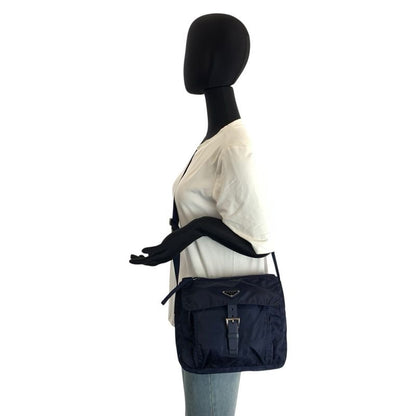 Prada Tessuto Navy Silver Nylon Leather Backpack