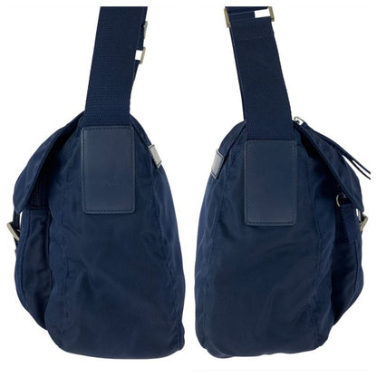 Prada Tessuto Navy Silver Nylon Leather Backpack