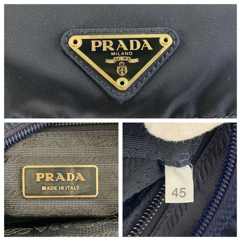 Prada Tessuto Navy Silver Nylon Leather Backpack