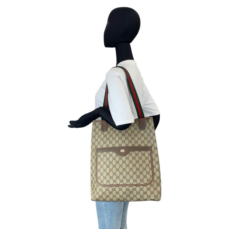 Gucci Vintage Sherry Leather Canvas