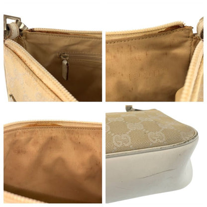 Gucci Bamboo Beige Silver GG Canvas Leather 001 Handbag