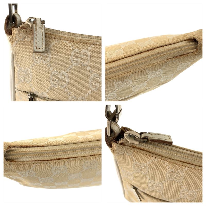 Gucci Bamboo Beige Silver GG Canvas Leather 001 Handbag