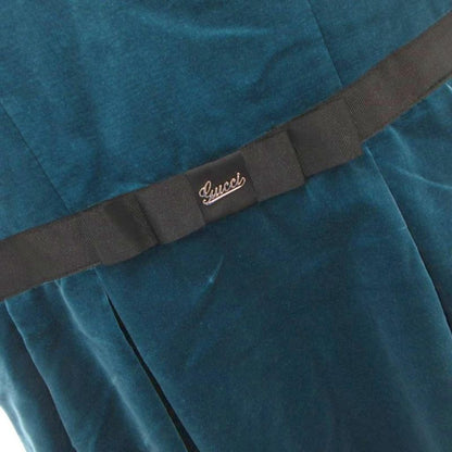 Gucci Velour Dress Logo Ribbon Green