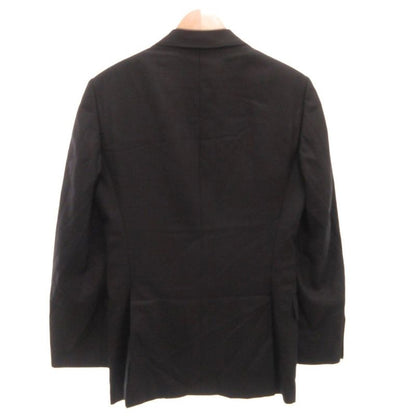 Gucci Tered Jacket Blue Leather Business Wool 44 Black