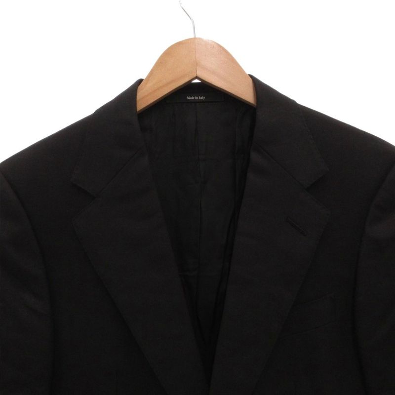 Gucci Tered Jacket Blue Leather Business Wool 44 Black