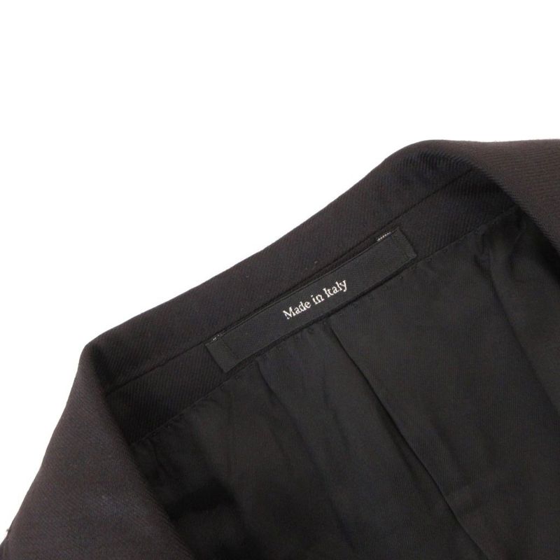 Gucci Tered Jacket Blue Leather Business Wool 44 Black