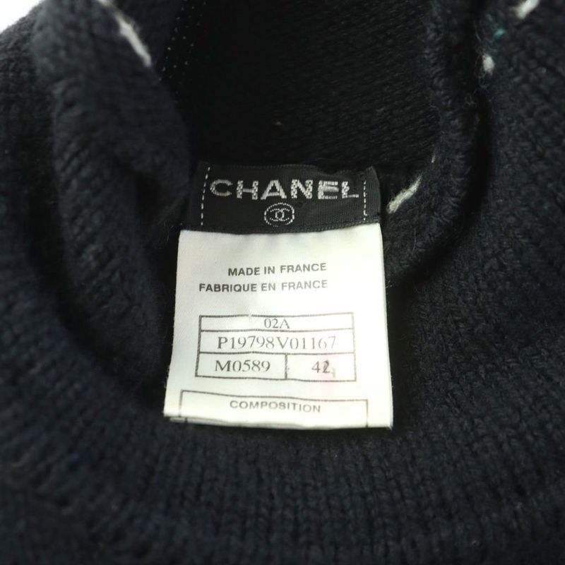 Chanel Knit Sweater Long Sleeve Wool Mohair Blend Cashmere Angora