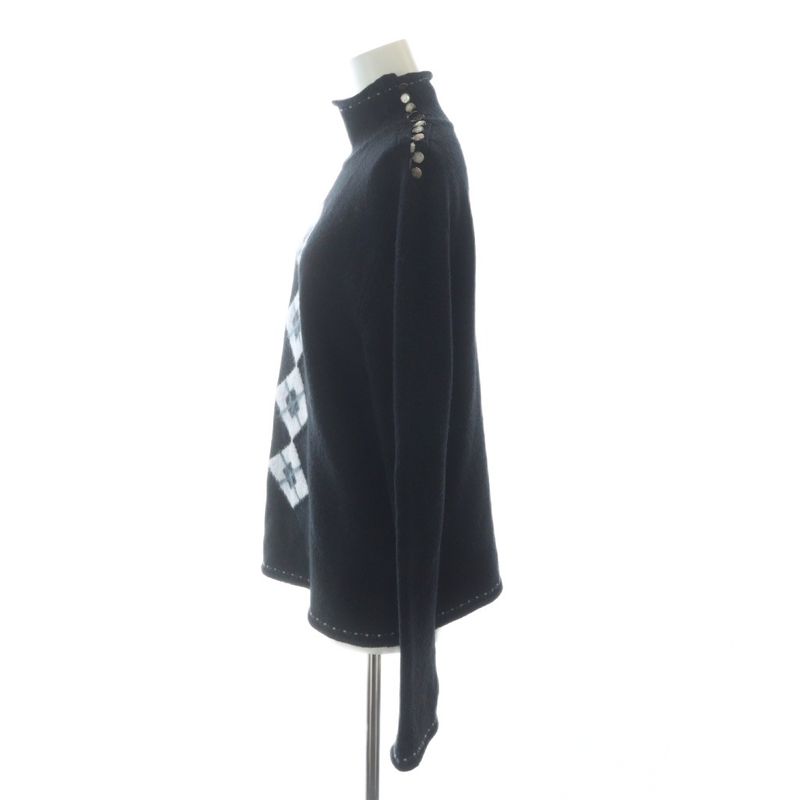 Chanel Knit Sweater Long Sleeve Wool Mohair Blend Cashmere Angora