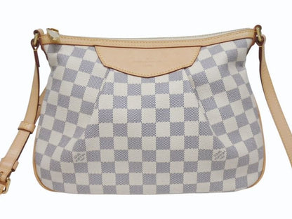 Louis Vuitton Siracusa PM Shoulder Bag Damier Azur Canvas White Beige — view 2