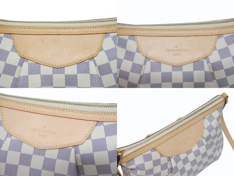 Louis Vuitton Siracusa PM Shoulder Bag Damier Azur Canvas White Beige — view 8