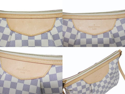 Louis Vuitton Siracusa PM Shoulder Bag Damier Azur Canvas White Beige — view 8