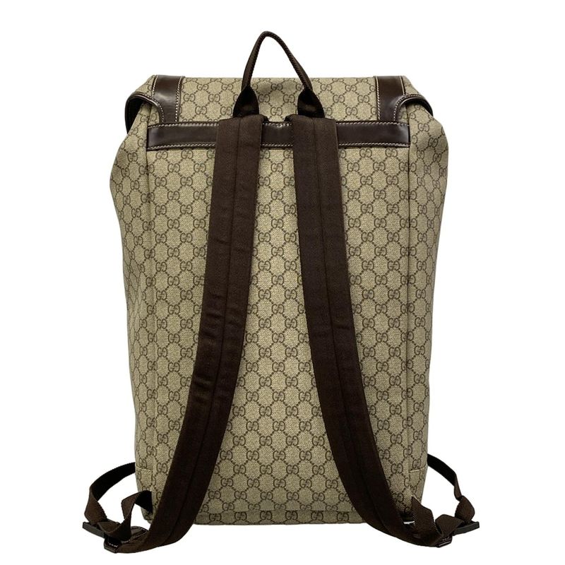 Gucci Backpack GG Plus Supreme Interlocking Dark Brown Beige Dark X