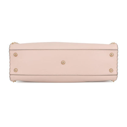 Fendi Peekaboo Regular Leather Studs 2-Way Shoulder Bag Pink Beige