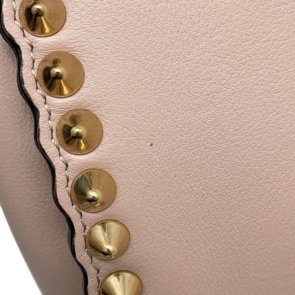 Fendi Peekaboo Regular Leather Studs 2-Way Shoulder Bag Pink Beige