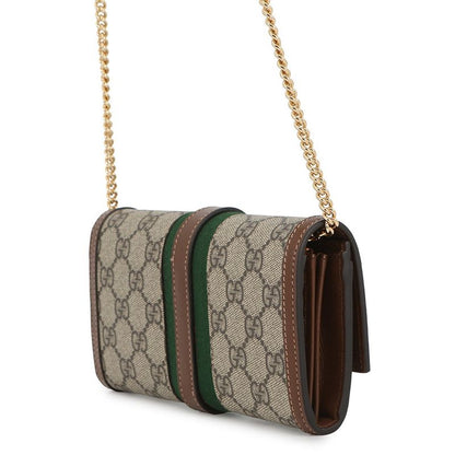 Gucci Chain Wallet GG Supreme Jackie Beige Brown