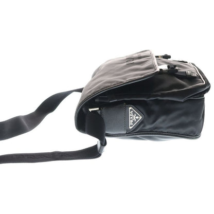 Prada Logo Jacquard Shoulder Bag Black Leather