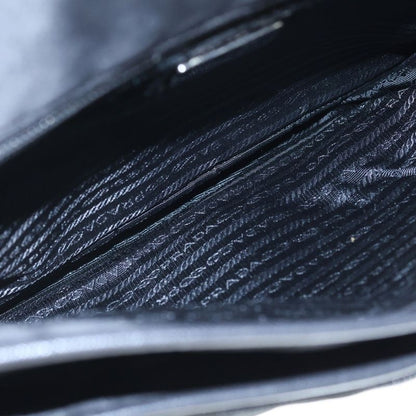 Prada Logo Jacquard Shoulder Bag Black Leather