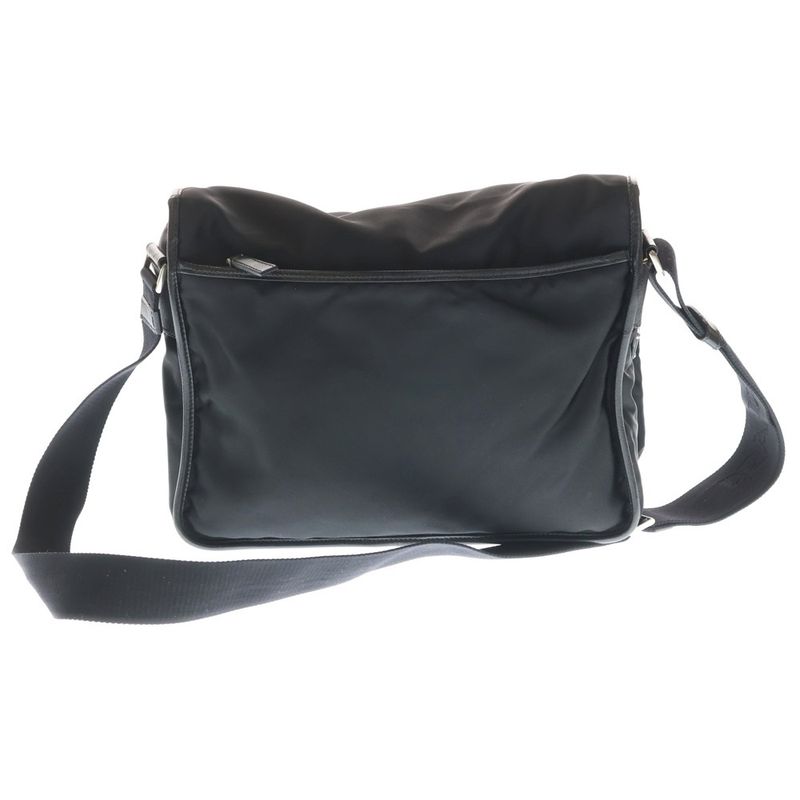 Prada Logo Jacquard Shoulder Bag Black Leather