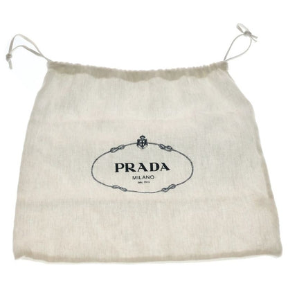 Prada Shoulder Back Saffiano Mini Bag Black Leather Silver