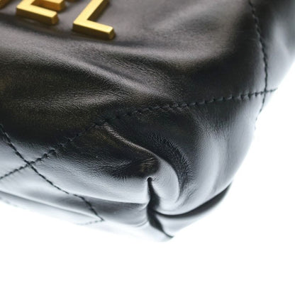 Chanel 22 Mini CC Logo Shiny Calfskin Leather Chain Shoulder Bag Black