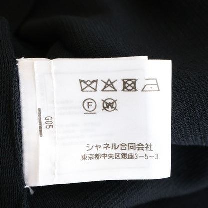 Chanel Lion Button High Neck Short Sleeve Knit Top Black Flat