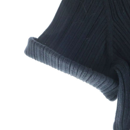 Chanel Front Logo Rib Knit Short Sleeve Top Black Flat
