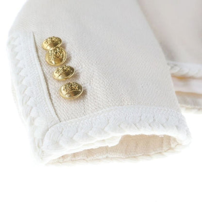 Celine Tweed Collarless Jacket White