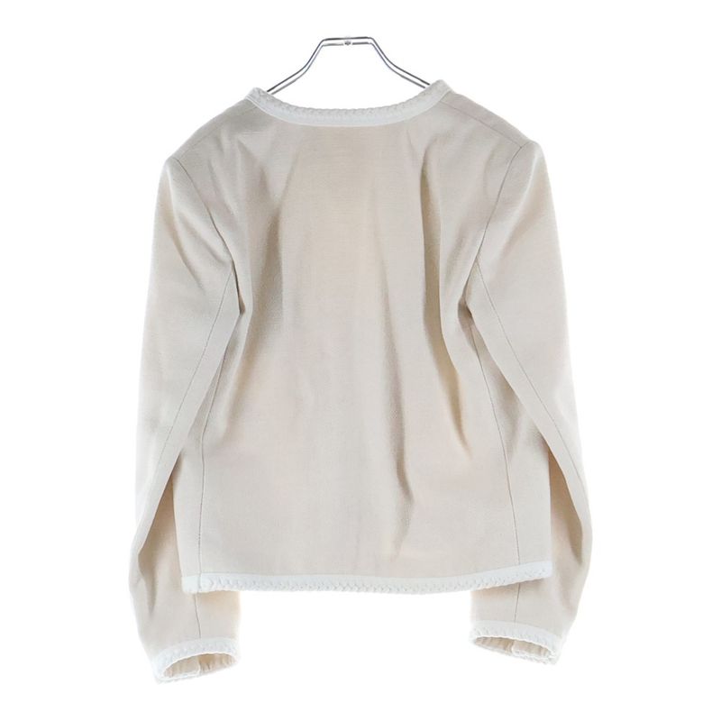 Celine Tweed Collarless Jacket White