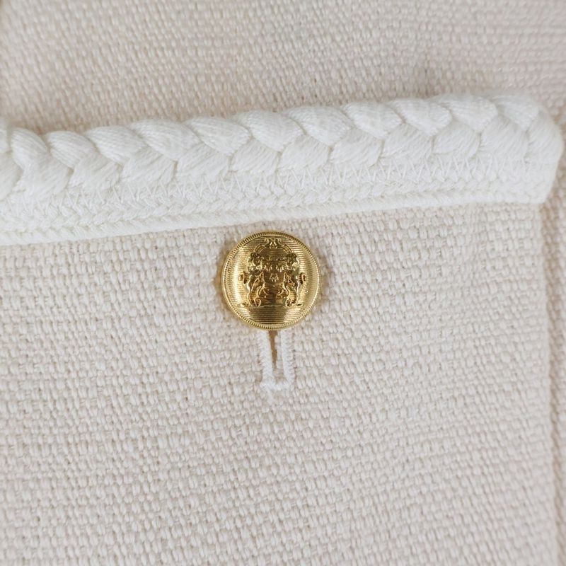 Celine Tweed Collarless Jacket White
