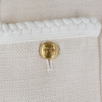 Celine Tweed Collarless Jacket White