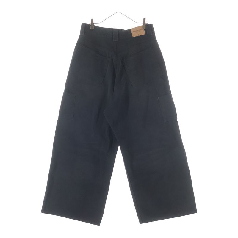 Balenciaga Grunge Ripped Off Double Knee Baggy Denim Pants Black