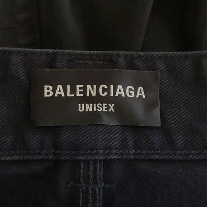 Balenciaga Grunge Ripped Off Double Knee Baggy Denim Pants Black