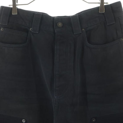 Balenciaga Grunge Ripped Off Double Knee Baggy Denim Pants Black