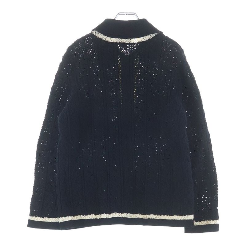Chanel Coco Button Cardigan Black White