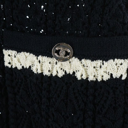 Chanel Coco Button Cardigan Black White