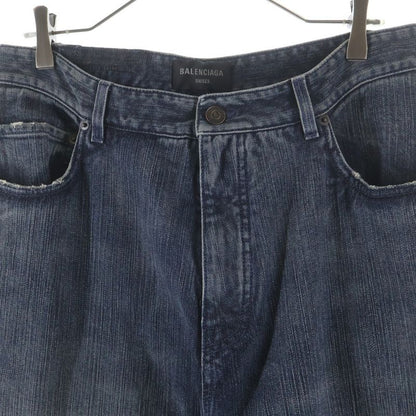 Balenciaga Double Front Wide Leg Jeans Denim Pants Indigo