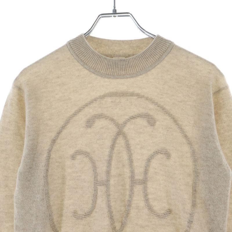 Hermes Lift Cashmere Crew Neck Knit Sweater Ivory