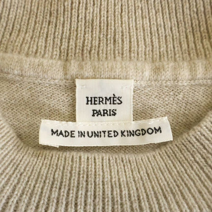 Hermes Lift Cashmere Crew Neck Knit Sweater Ivory
