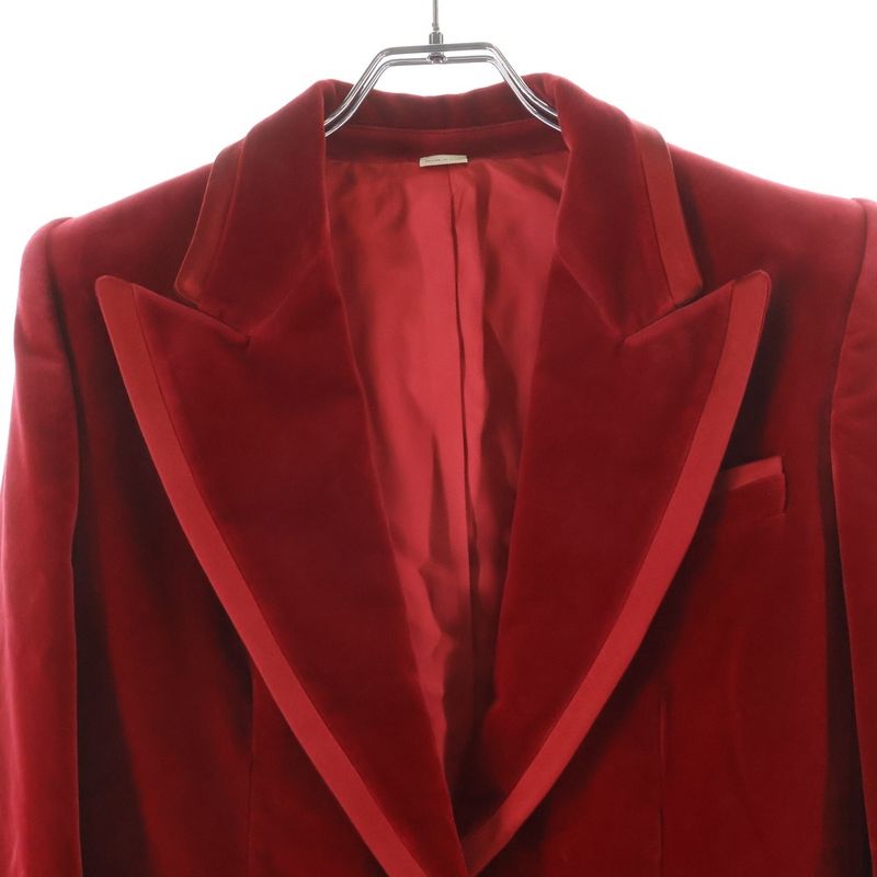 Gucci Velvet Peak Lapel Single Jacket Red