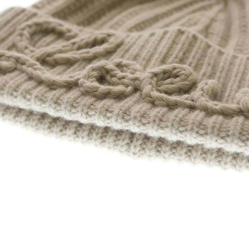 Loewe Logo Embroidered Wool Knit Cap Beige
