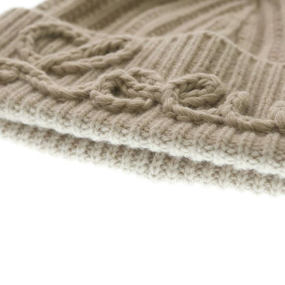 Loewe Logo Embroidered Wool Knit Cap Beige