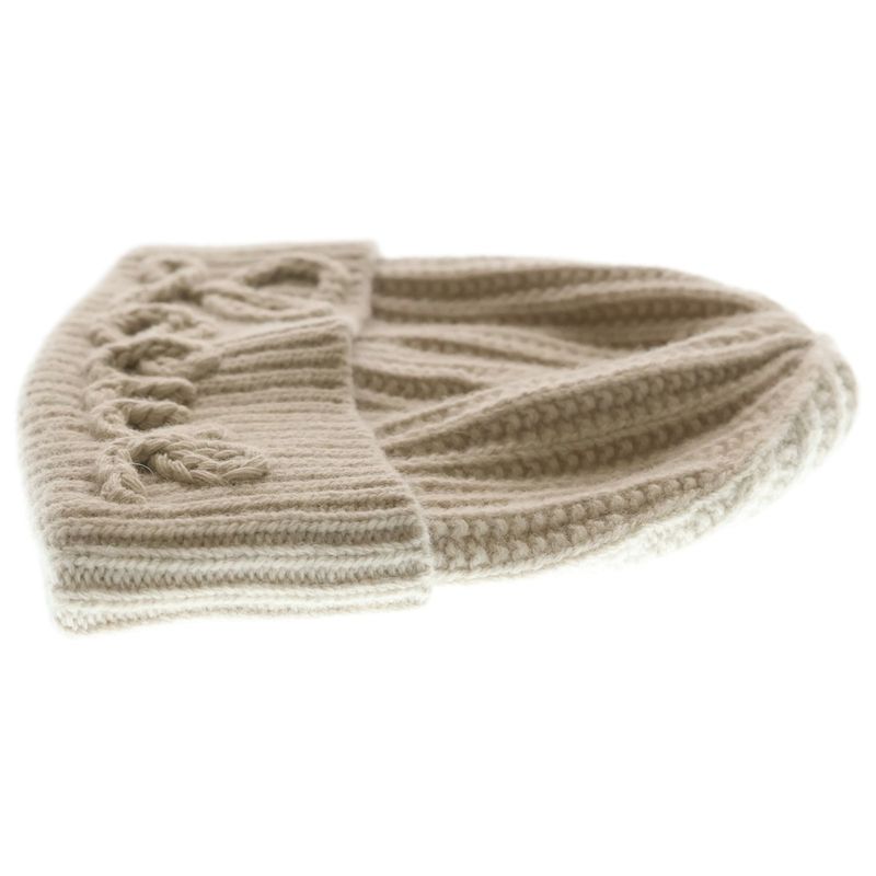 Loewe Logo Embroidered Wool Knit Cap Beige