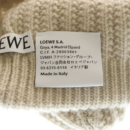 Loewe Logo Embroidered Wool Knit Cap Beige