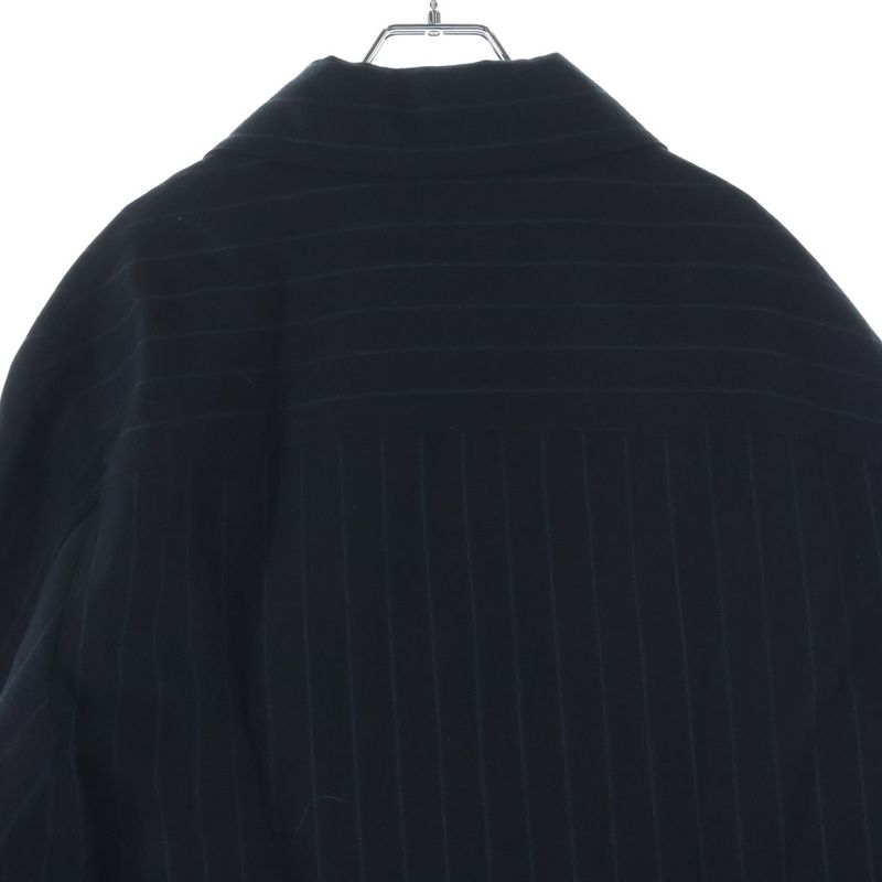 Hermes Button Virgin Wool Striped Half Zip Pullover Jacket Black