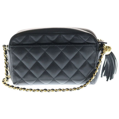 Chanel Quilted Caviar Leather CC Logo Fringe Chain Shoulder Bag Gold