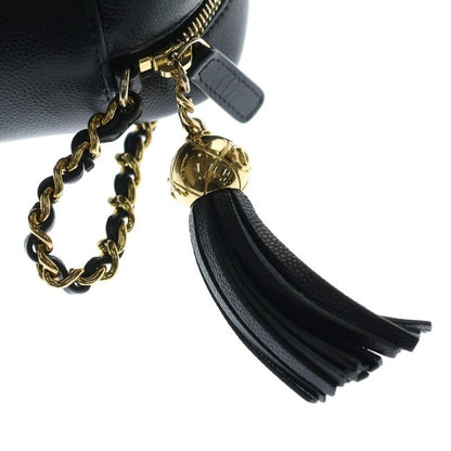 Chanel Quilted Caviar Leather CC Logo Fringe Chain Shoulder Bag Gold