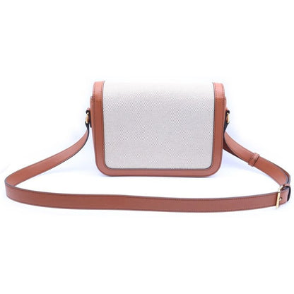 Celine Classic Triomphe Shoulder Bag Brown Beige Canvas Leather Gold