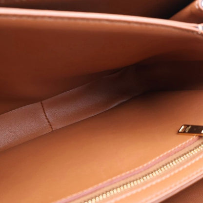 Celine Classic Triomphe Shoulder Bag Brown Beige Canvas Leather Gold