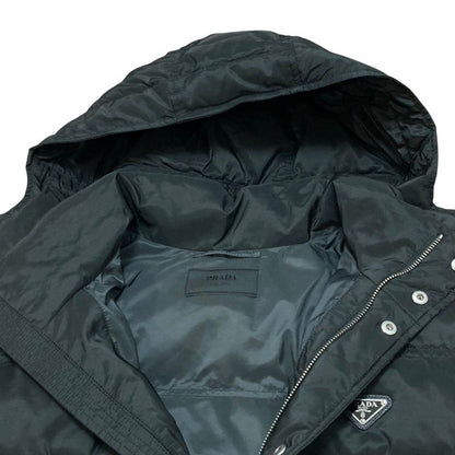 Prada Triangle Plate Hooded Down Jacket 56 Black