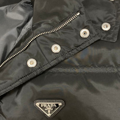 Prada Triangle Plate Hooded Down Jacket 56 Black